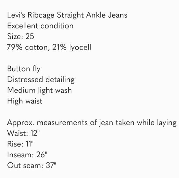 Levi's Ribcage Straight Ankle Jeans Size 25 - Picture 15 of 15